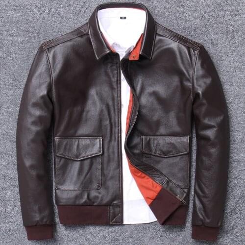 A2 jacket force - 2 pilot mens clothing genuine leather engraved air uniform head layer cowhide classical motocycle jackets