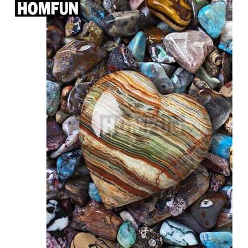 HOMFUN Full Square/Round Drill 5D DIY Diamond Painting "heart stones " 3D Embroidery Cross Stitch 5D Home Decor A00102