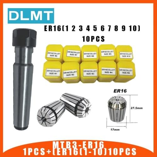 1pc handle MT3 ER16 MTB3 ER16A M6 Morse#3 taper holder collet chuck+10pcs spring collet 1/2/3/4/5/6/7/8/9/10MM