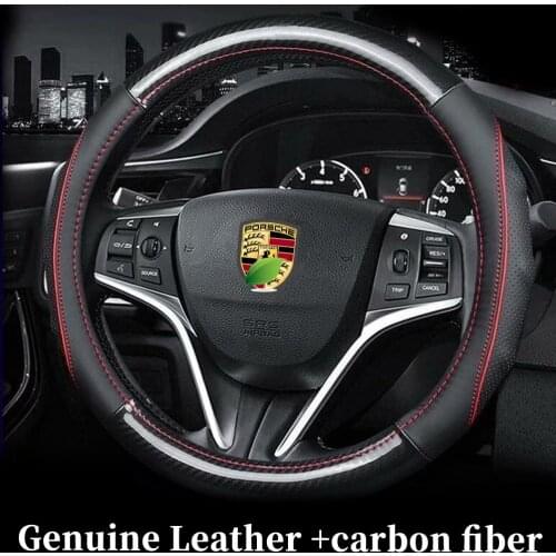 Genuine Leather Steering Wheel Covers Car-styling Accessories for PORSCHE Panamera Cayman Macan Cayenne Coupe Trubo