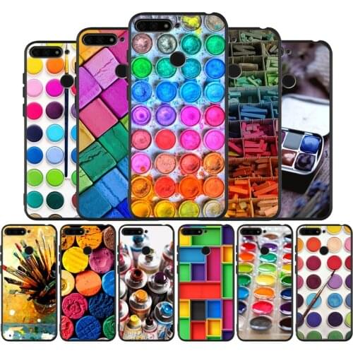 Watercolors Set Paint Palette black Silicone Phone Case For honor 30 20 Pro 8 8X 9 10 20 Lite Mate 10 20 30 Lite Pro cover