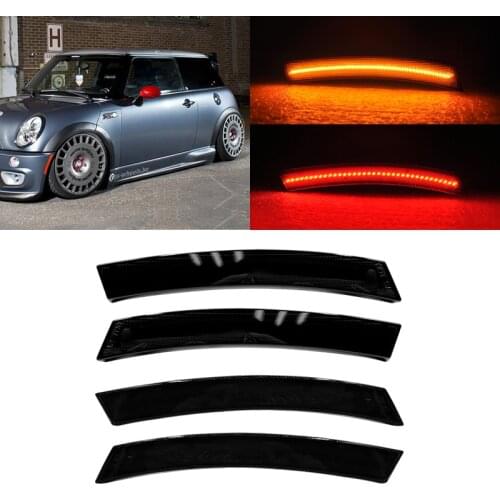 Smoked Lens Front & Rear Amber/Red Led Side Marker Lights For Mini Cooper R50 R53 2002-2006 R52 2004-2008