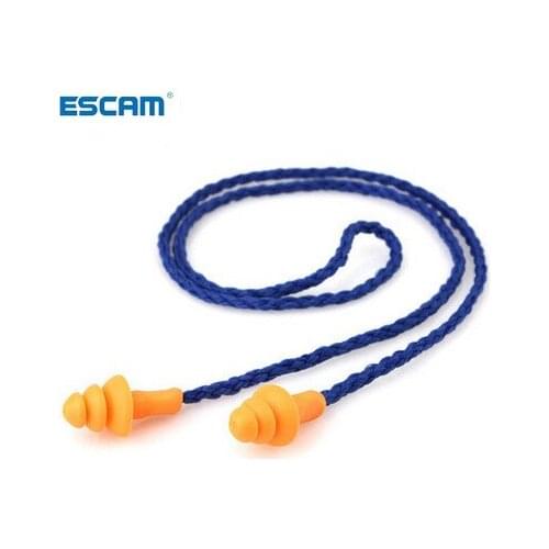 ESCAM 10Pcs Soft Silicone Corded Ear Plugs ears Protector Reusable Hearing Protection Noise Reduction Earplugs Earmuff