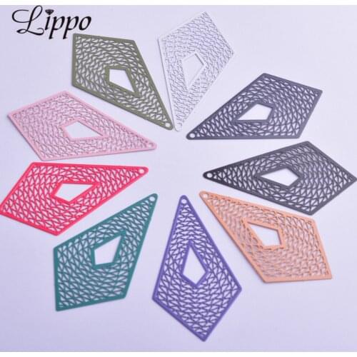 30pcs AB5564 30*54mm Filigree Geometry Pyramid Charms Metal Brass Thin Pendant DIY Jewelry Earring Making