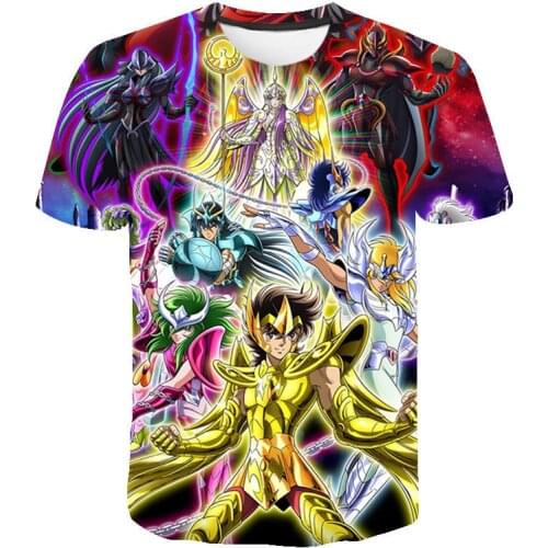 New Summer Short Sleeve Saint Seiya Printed 3D T Shirts Casual Streetwear Boy Girl Kids Fashion Men Women Children Tops Tee
