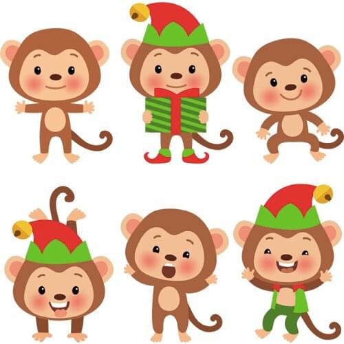 Three Ratels QC456 Interesting festival costumes little monkey Animal door sticker Refrigerator label