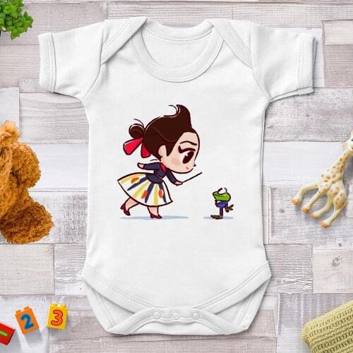 Disney Princess Printed Baby Rompers Newborn Summer Jumpsuits Harajuku Streetwear Baby Girl Tee Tops Infant Baby Bodysuits