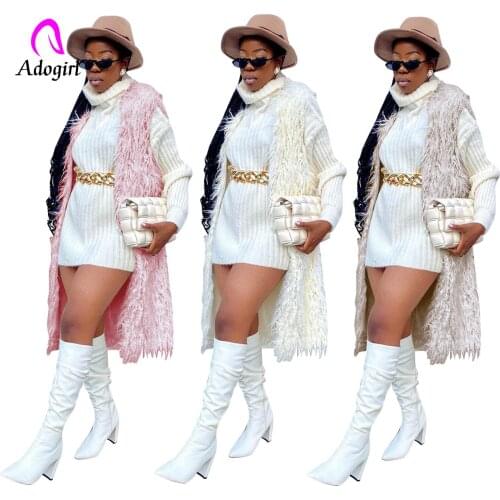 Fur Vest 2020 Long Cardigan Women Sweater Autumn Winter Bat Sleeve Fur Coat Plus Size Jacket Loose Ladies Plush Cardigans 3XL