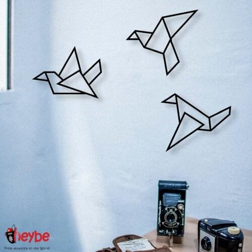 Metal Wall Decor and Art, 3 pcs Origami Birds, Metal Nature Design on Wall, Home Office Living Room Decoration Easy Hanging Frame Quality Gift Ideas New Fashion Trend Luxury Modern Creative Plaque Scandinavian Styles
