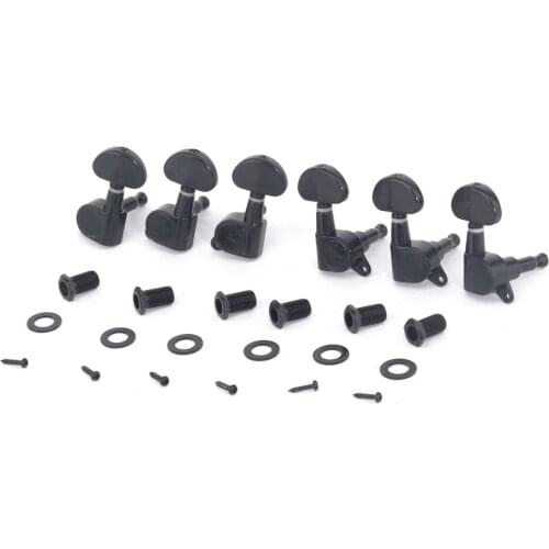 Musiclily Pro 3x3 Sealed Guitar Tuners Tuning Pegs Keys Machine Heads Set for Les Paul Style Guitar, Half Moon Button Black