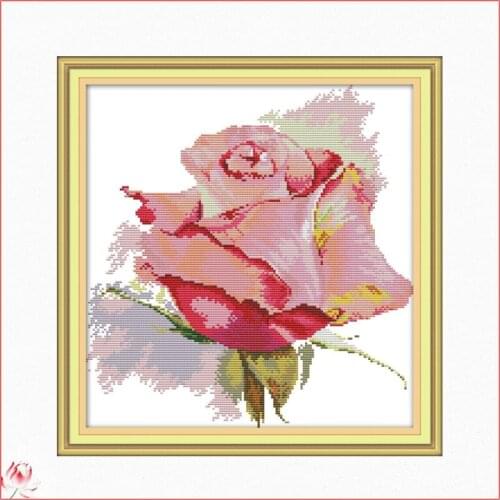 Joy Sunday A Rose Flower Cross Stitch Kit DIY Pattern Embroidery 14CT 11CT Needlework Canvas Sewing Set Handmade Gift Home Deco