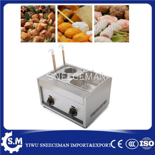 Desktop gas noodle cooking machine with frying pan food processing fryer pot