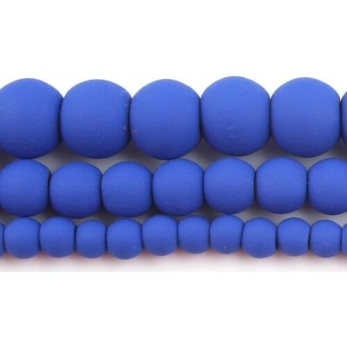 4/6/8mm Natural Matte Dark Blue Hematite Stone Rubber Round Loose Spacer Beads for Jewellery Making DIY Bracelet Necklace 15"