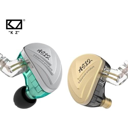 KZ AS12 Earphones 12BA Balanced Armature Drives HIFI Bass In Ear Monitor Headset Noise Cancelling Earbuds Zinc Alloy Headphones