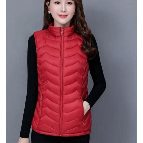 Autumn Winter Women Solid Color Slim Vest Stand Collar Short Vests Jacket Cotton Padded Womens Windproof Warm Waistcoat Y372