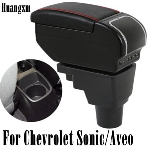 Armrest box For Chevrolet Sonic/Aveo 2012-2018 Center Centre Console Storage Box 9 USB 2013 2014 2015 2016 2017