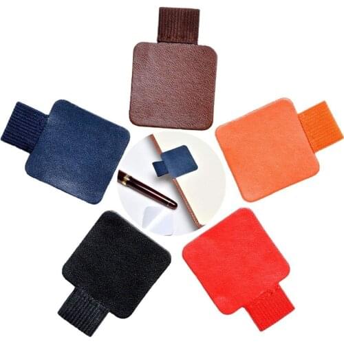 Self-Adhesive PU Leather Pen Holder with Elastic Loop for Notebooks, Journals, Planners and Calendars