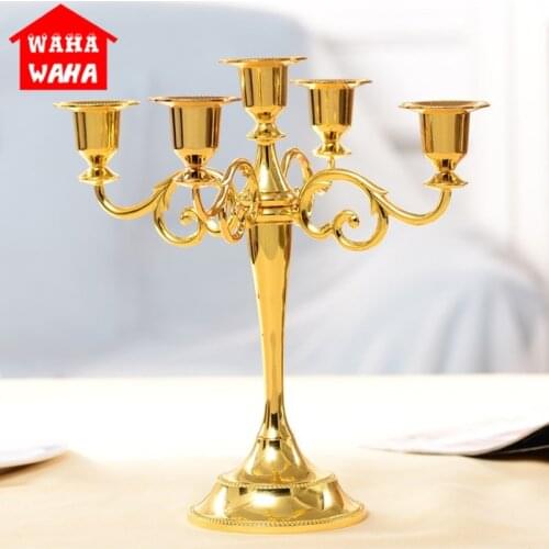 Silver/Gold/Bronze 3-Arms/5-Arms Metal Candle Holders Metal Candle Stand Home Decor Wedding Candlestick Candelabra Centerpiece