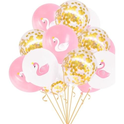 10/15pcs white pink Swan Latex Balloon Rose Gold Confetti Birthday Party Balloon Kids Adult Air Balls Globals Wedding Decor