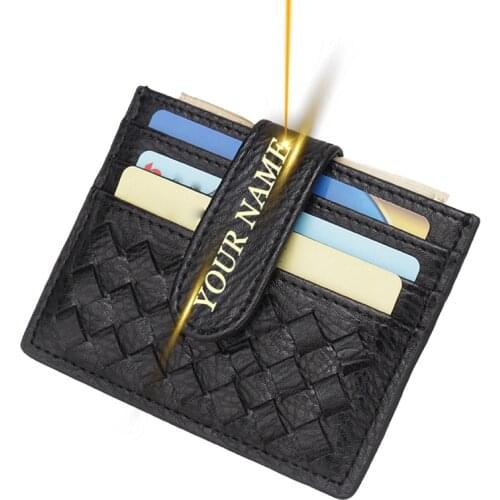 Engraved Name Thin Mini Card Holder Wallet Credit Id Card Holder Purse Money Case For Men Women Fashion Bag Customized Logo