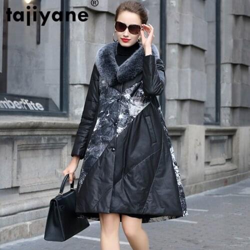 Collar Fur Fox Real Genuine Leather Jacket Winter Coat Women Clothes 2021 Korean Vintage Sheepskin Down Coat Long Tops ZT4815