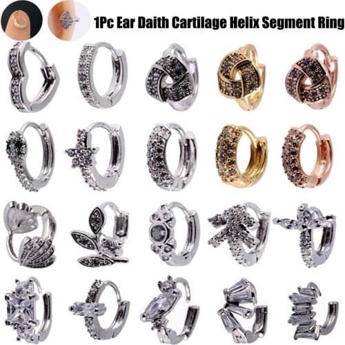 1PC 20g Ear Daith Cartilage Helix Lobe Clicker New Korea Zircon Ear Clips Earring Woman Nose Piercing Nose Hoop Ring Jewelry