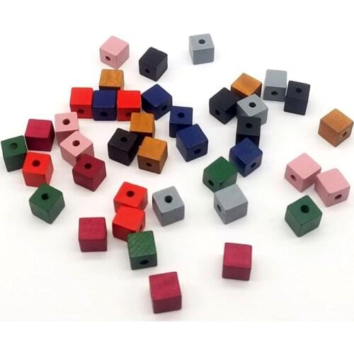 10PCS/lot 12mm Vintage Wooden Geometric Pendant Beads Square Wooden Beads Spacer Hollow Beads For Neckles Handmade DIY Craft