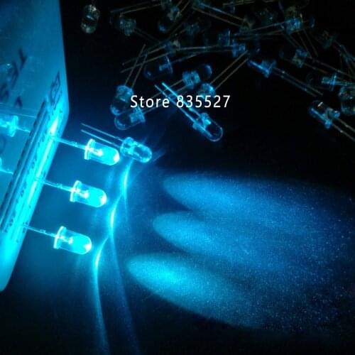 200PCS/LOT F5 5mm round ice blue sky blue light blue LED light emitting diodes water clear have edge DIP Mechanical keyboard