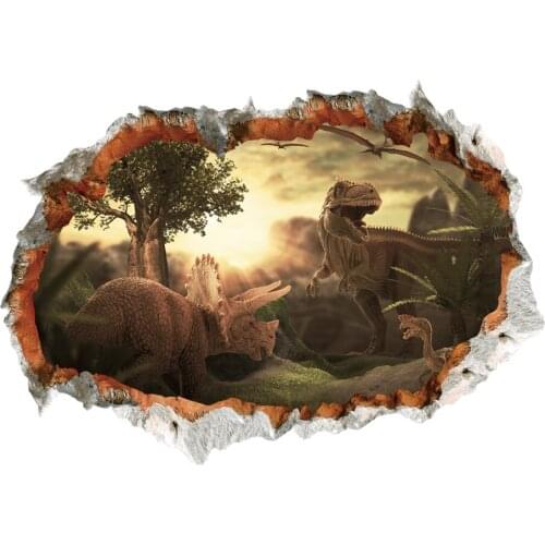 Jurassic Park Dinosaur Animal 3D Wall Stickers For Kids Room Bedroom Home Decor Vivid Wall Decals PVC Mural Art Poster