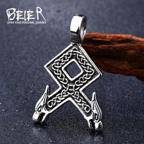 BEIER good detail Viking Necklace Viking Rune Pendant Necklace Alder and Knowles wolf Viking Rune arch Pendant BP8-309