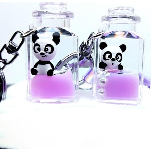 Moving Liquid Sequins Floating Animal Cute Panda Keychain Quicksand Acrylic Keyring Car Bag Trinket Couples Women Gift Key Chain