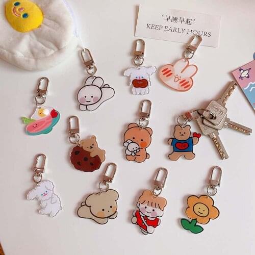 Cute Little Bear Keyring Lovely Bunny Puppy Pendant Keychain Jewelry Women Girl Car Bag Key Chains Kids Toy Keyfob Gifts