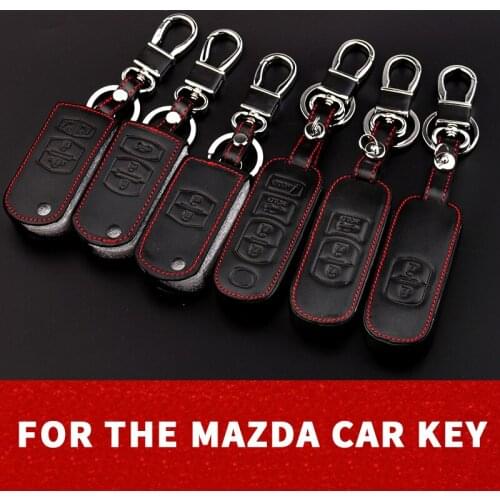 Real Leather Car Key Cover For Mazda 3 2 5 6 Axela CX-3 CX-5 CX5 CX-7 CX7 CX-9 RX8 MX5 Smart Remote Protector Case Keychain Bag
