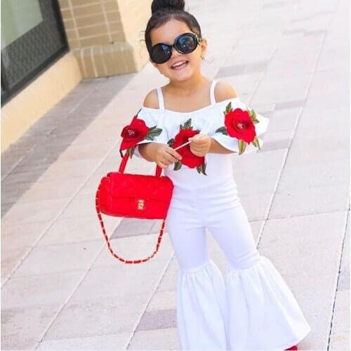 Baby Girl Flower Romper Baby Girls Summer Embroidery Sleeveless Off Shoulder Short Sleeve Fashion Flower Jumpsuit Outfits