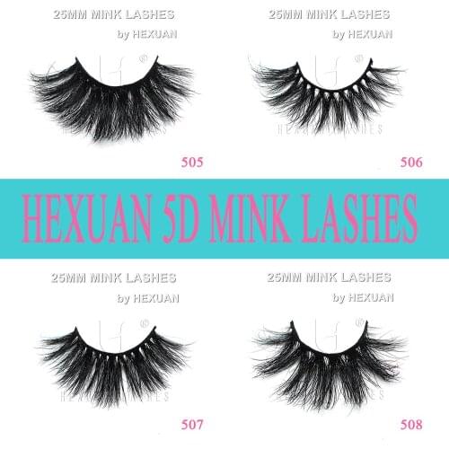 Hexuan Lashes Factory High Quality 25MM Natural Color Mink Fake Eyelashes Reuse 20-25 Times