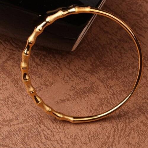 Hot sale Pure 999 24k Yellow Gold 3D Bamboo Round Bangle Diameter 58mm