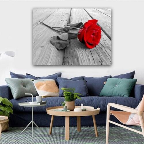 Big Size Red Rose Flower Painting Modern Home Decor Printed Giclee Printing Canvas Poster Prints Custom Wall Art pictures