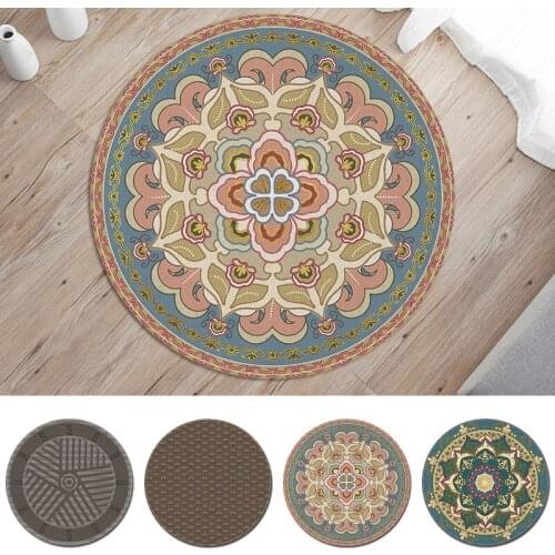 Retro Round Chair Foot Mat Entrance Door Mat Non-slip Carpet for Living Room Floor Mat Children Bedroom Soft Kitchen Area Rug