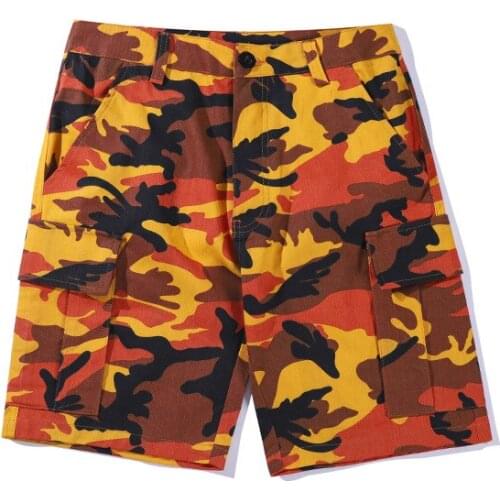 Runway Color Camo Shorts 2019 New Mens Side Pockets Casual Loose Camouflage Shorts Hip Hop Fashion Streetwear Shorts