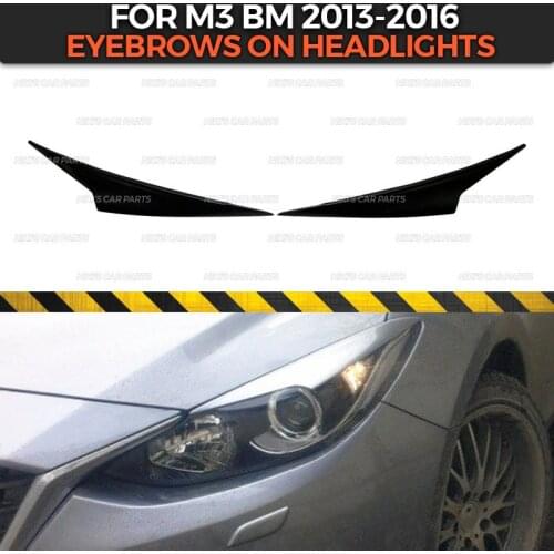 Eyebrows on headlights case for Mazda 3 Sedan & HB BM 2013-2016 ABS plastic cilia eyelash molding decoration car styling tuning