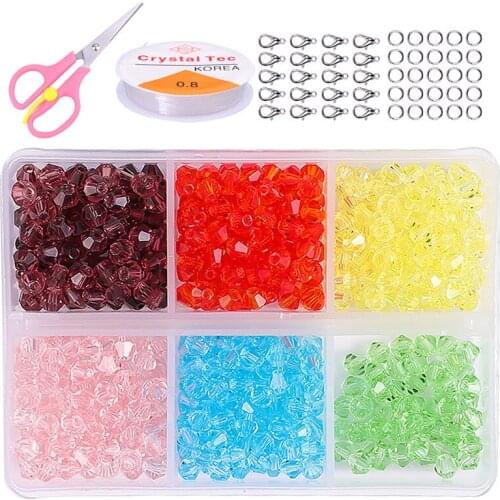 Mutiple Color DIY Acrylic Beads Jewelry with Brass Lobster Claw Clasps Scissors and Elastic Wire jewelry making Accessories