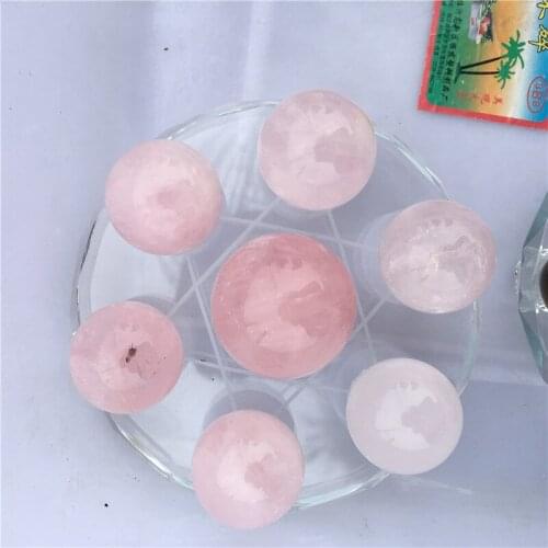 Natural rose Crystal gemstone ball grid seven star array meditation healing chakra rock crystal wicca sphere