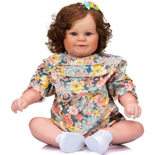 NPK 60CM Huge Size Maddie Baby Reborn Toddler Popular Girl Doll with Rooted brown hair Soft Cuddle Body High Quality Doll