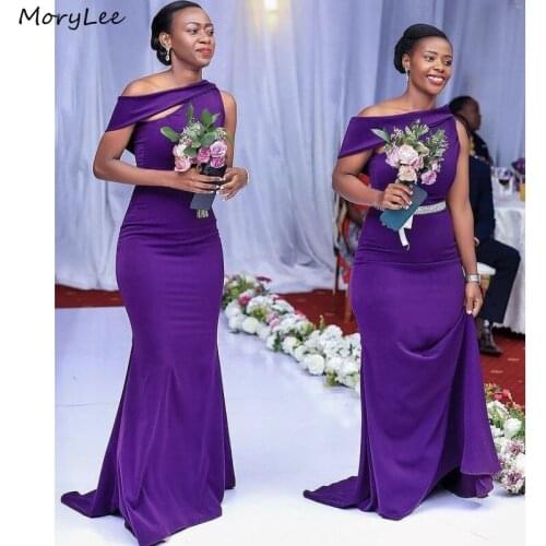 Bridesmaid Dresses Purple Spandex Satin Pleated Mermaid Pearl Bridesmaid Dresses Lace Up Back Wedding Party Bridesmaid Gowns