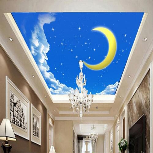 Custom 3d ceiling wallpaper Star Moon wallpaper wall ceiling wallpaper photo luxury 3d wallpaper for ceiling