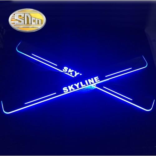SNCN 2PCS Car LED Door Sill For Nissan Skyline R32 R33 R34 R35 Ultra-thin Acrylic Dynamic LED Welcome Light Scuff Plate Pedal