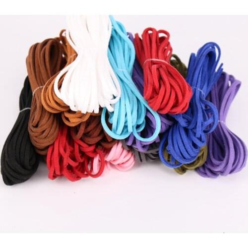 Mixed color black white brown 5M 3mm Flat Faux Suede Korean Velvet Leather Cord string Rope Thread Lace Findings