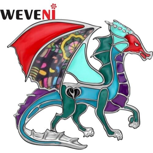 WEVENI Metal Enamel Alloy Flying Dragon Brooches Lovely Animal Clothes Jewelry For Women Girls Novelty Festival Gift Decoration