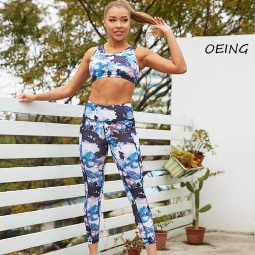 Women Yoga 2 Piece Set Workout Clothes Sport Bras and Leggings Seamless Gym Suits Outfits