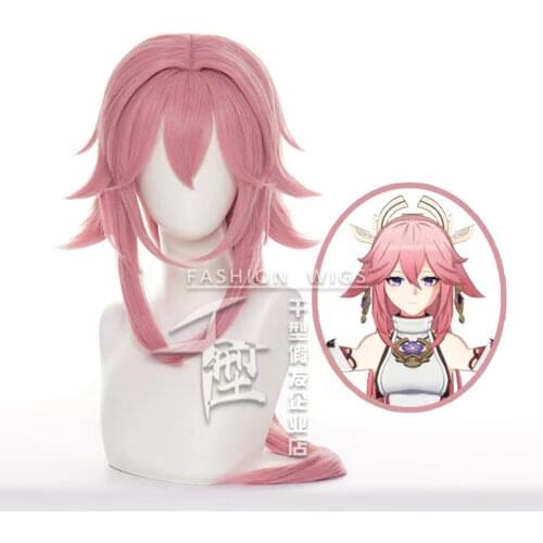 Genshin Impact Yae Cosplay Women 85cm Long Pink Wig Cosplay Anime Cosplay Wigs Heat Resistant Synthetic Wigs Hair Halloween